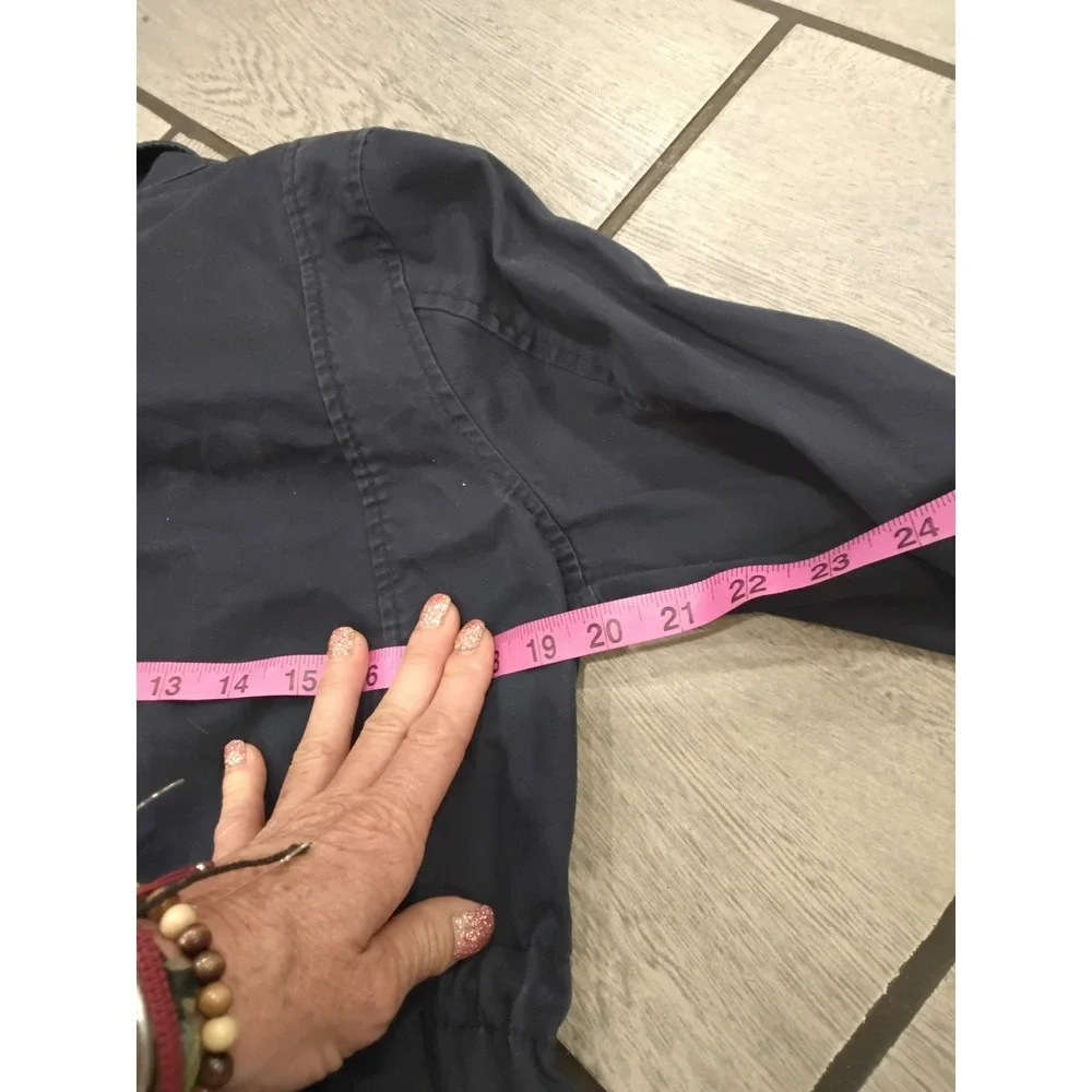 Old Navy Womens Navy Blue Utility Field Jacket Full Zip Drawstring Waist Medium